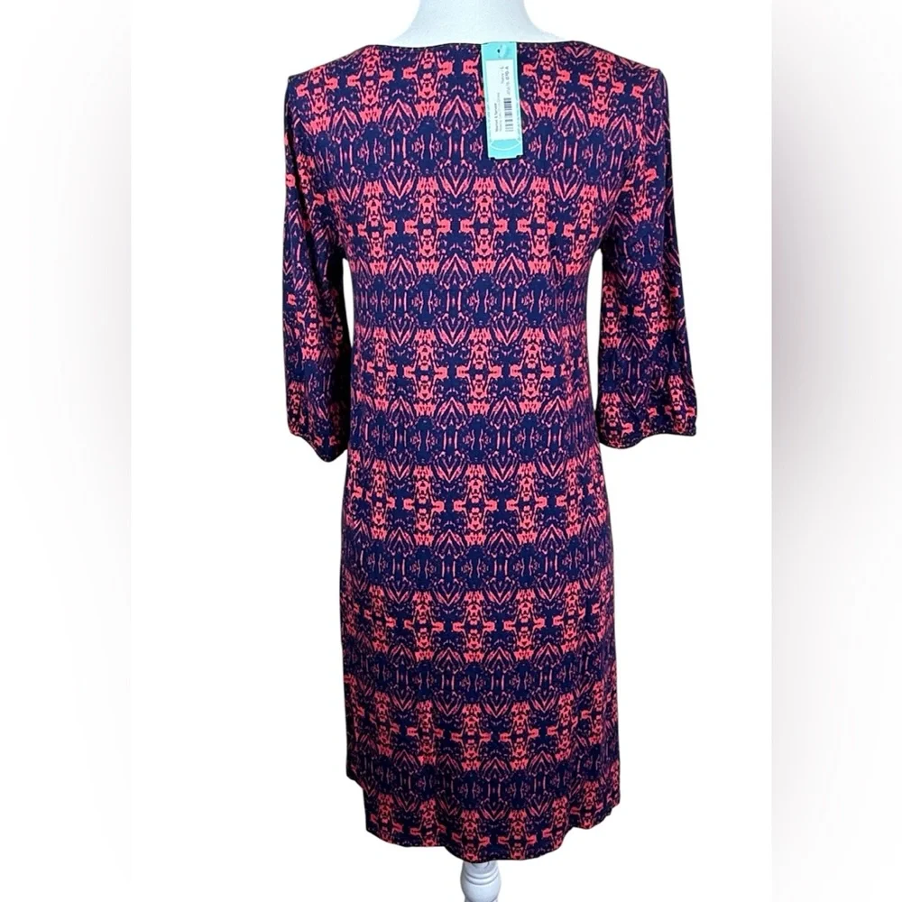 Stitch Fix Market & Spruce Maeby Geo Print Dress Navy Blue Pink Large - Picture 3 of 6